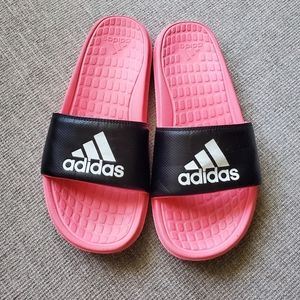 Women's Adidas Black & Pink Slides Size 8